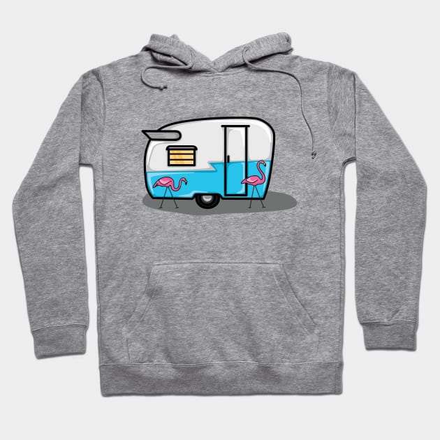 Retro blue flamingo campers Hoodie by hoddynoddy